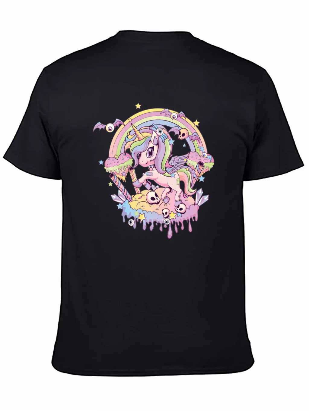Cute Creepy Unicorn Gothic Kawaii Menhera Wiccan Stylish Everyday T-Shirt – Unisex Basic Cotton Tee