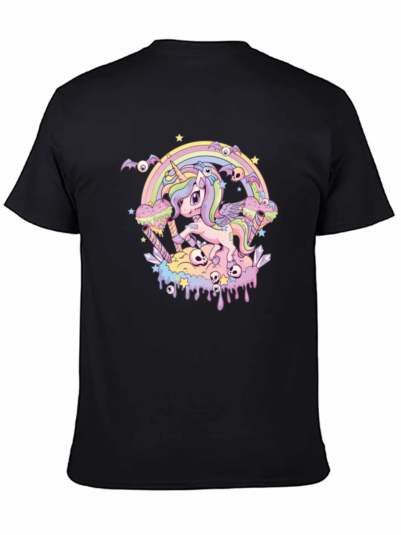 Cute Creepy Unicorn Gothic Kawaii Menhera Wiccan Stylish Everyday T-Shirt – Unisex Basic Cotton Tee