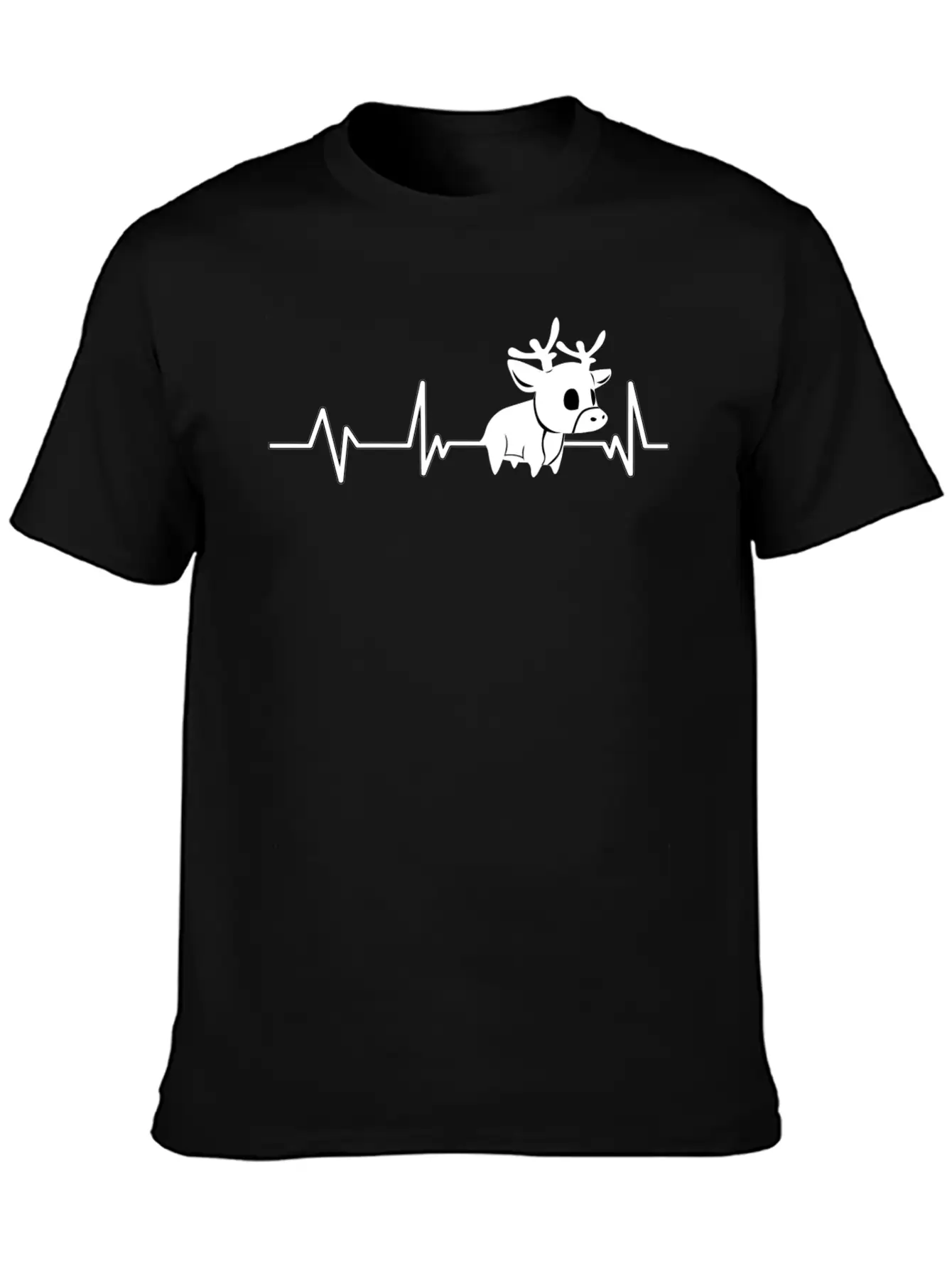 Cute Deer Heartbeat Deer Gift Deer Classic Cotton Tee – Unisex Comfort For Any Season