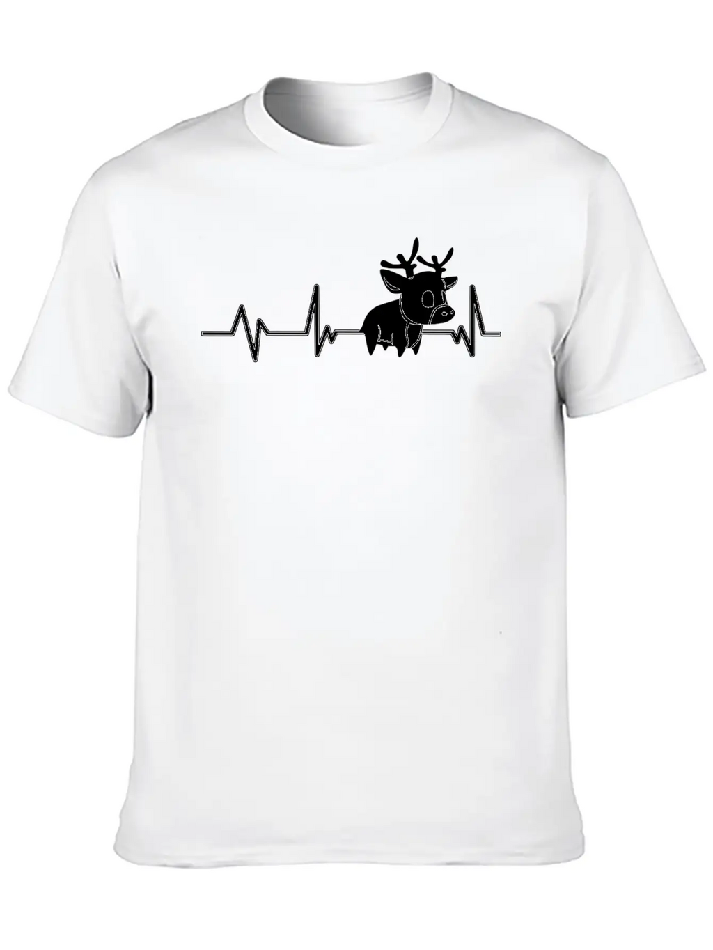 Cute Deer Heartbeat Deer Gift Deer Classic Cotton Tee – Unisex Comfort For Any Season