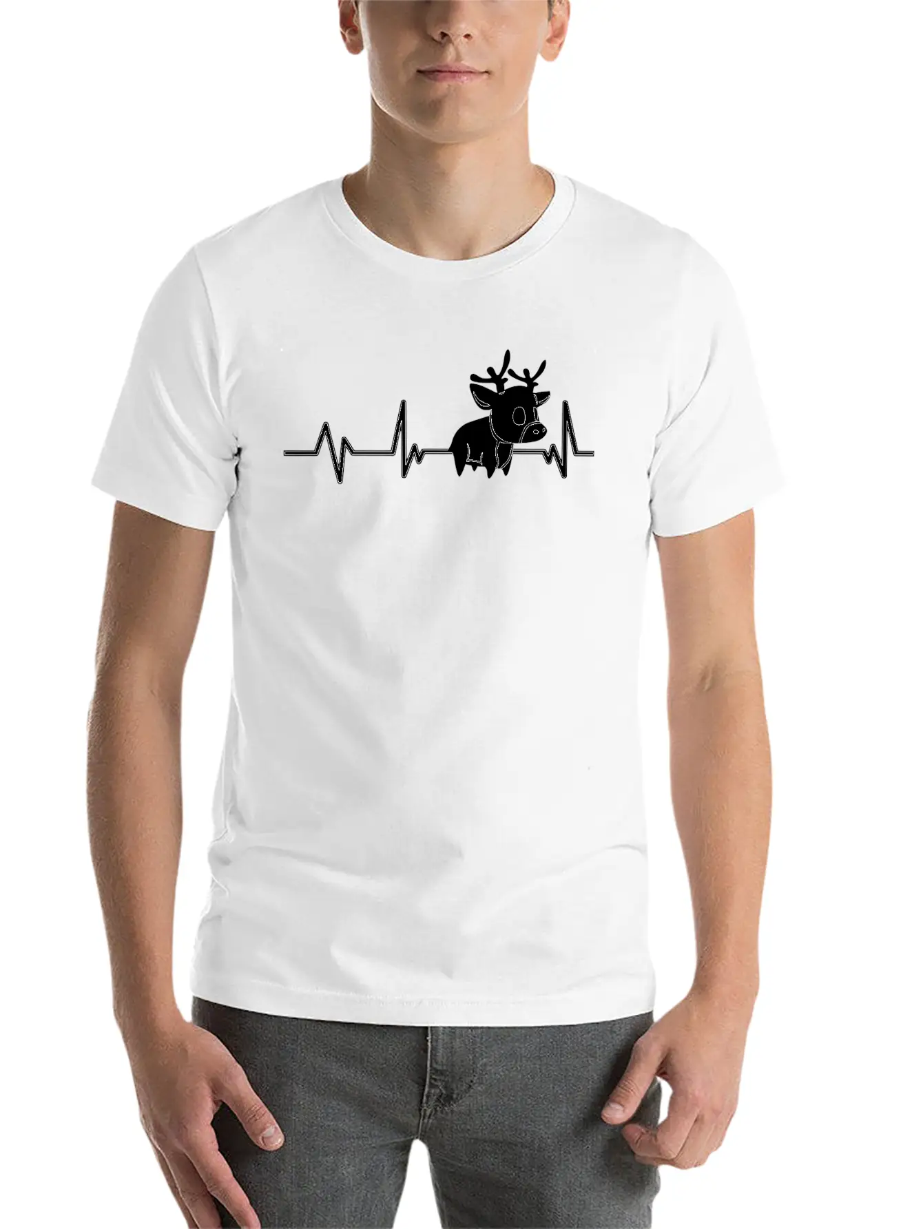 Cute Deer Heartbeat Deer Gift Deer Classic Cotton Tee – Unisex Comfort For Any Season