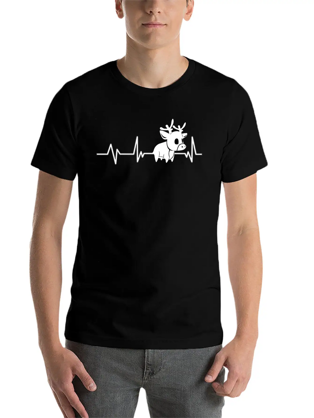 Cute Deer Heartbeat Deer Gift Deer Classic Cotton Tee – Unisex Comfort For Any Season