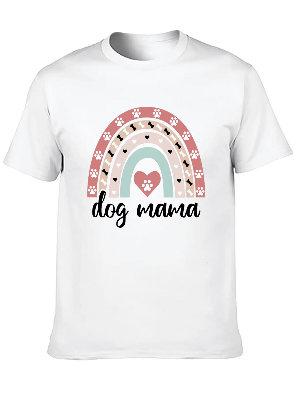 Cute Dog Mama Boho Rainbow Puppy Owner Gifts Essential Unisex Summer Tee – Soft Cotton Casual Fit