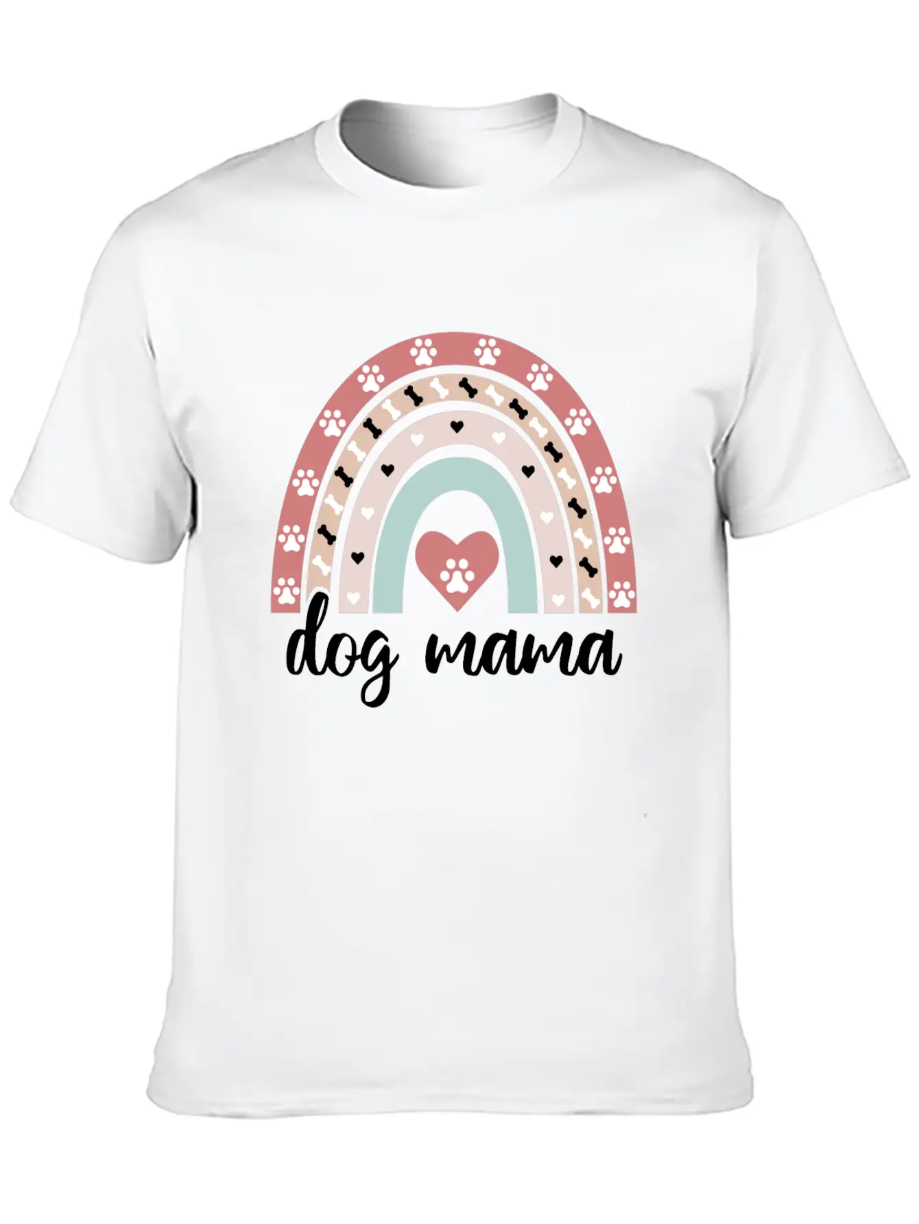 Cute Dog Mama Boho Rainbow Puppy Owner Gifts Essential Unisex Summer Tee – Soft Cotton Casual Fit