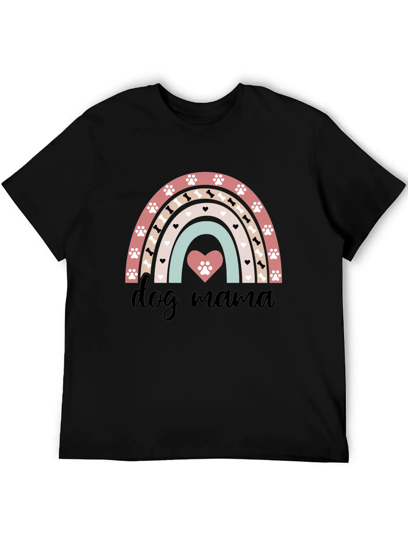 Cute Dog Mama Boho Rainbow Puppy Owner Gifts Essential Unisex Summer Tee – Soft Cotton Casual Fit