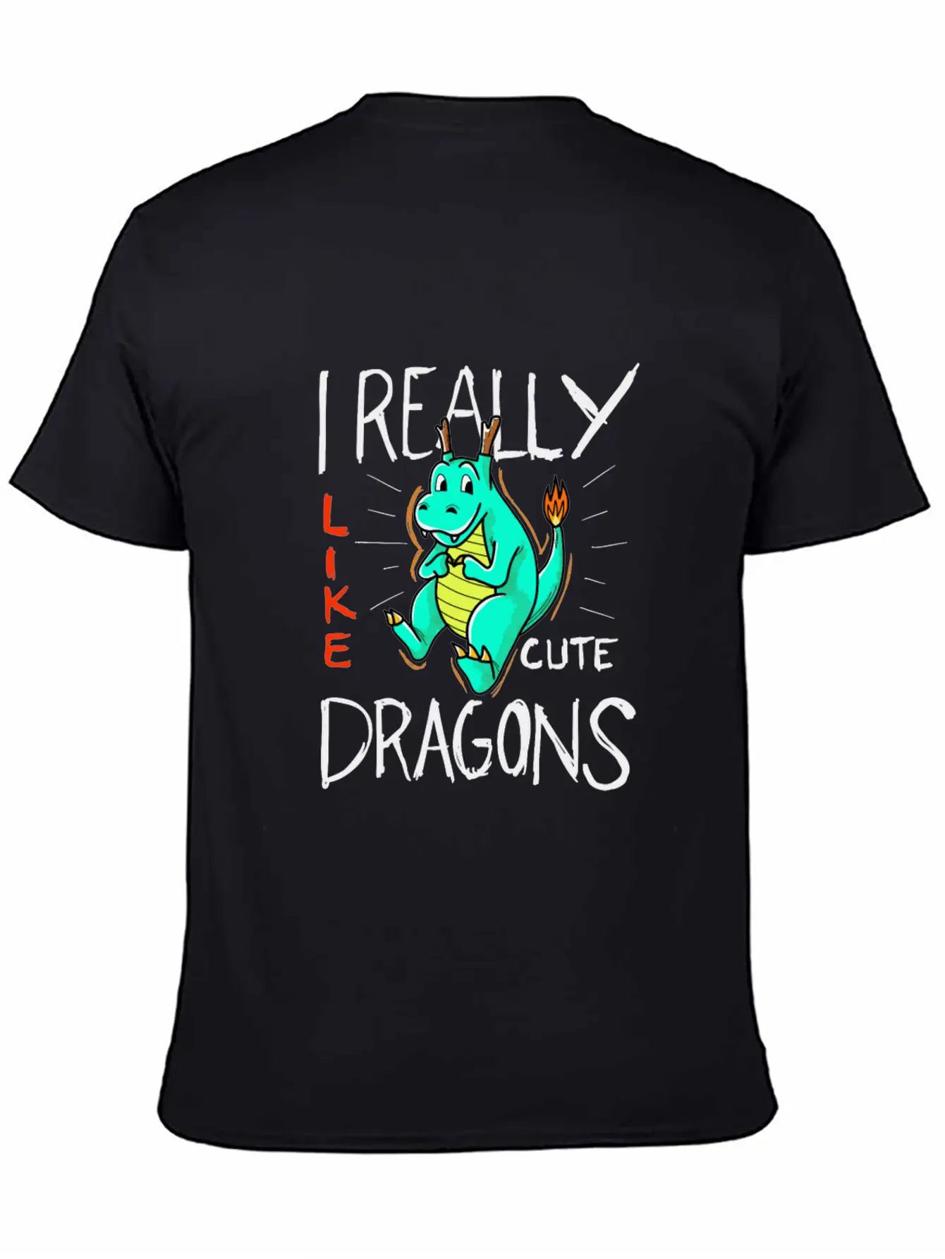 Cute Dragon With Flame Stylish Everyday T-Shirt – Unisex Basic Cotton Tee