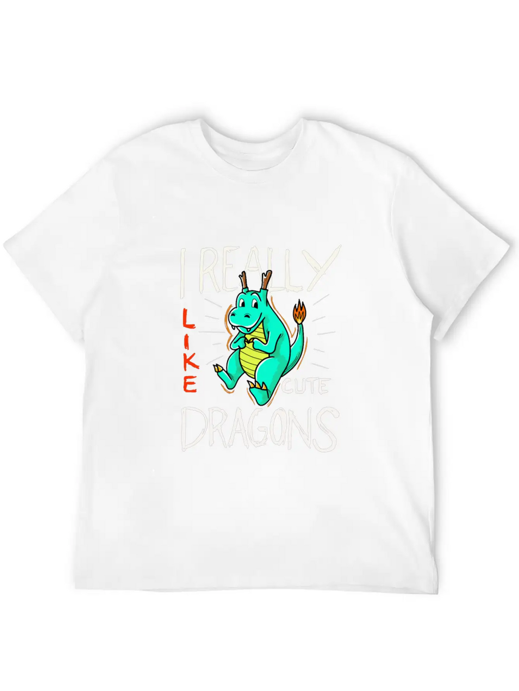 Cute Dragon With Flame Stylish Everyday T-Shirt – Unisex Basic Cotton Tee