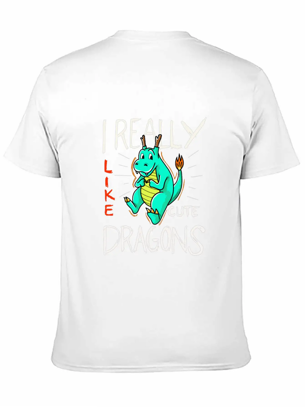 Cute Dragon With Flame Stylish Everyday T-Shirt – Unisex Basic Cotton Tee