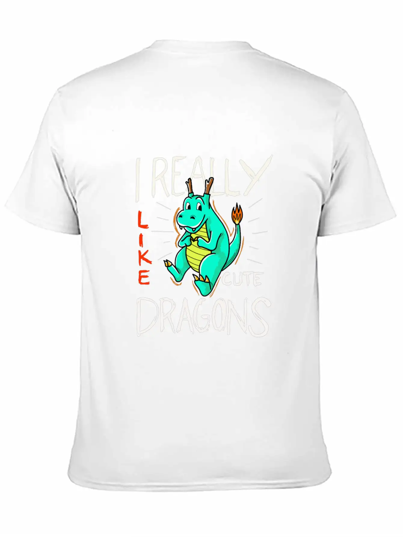 Cute Dragon With Flame Stylish Everyday T-Shirt – Unisex Basic Cotton Tee