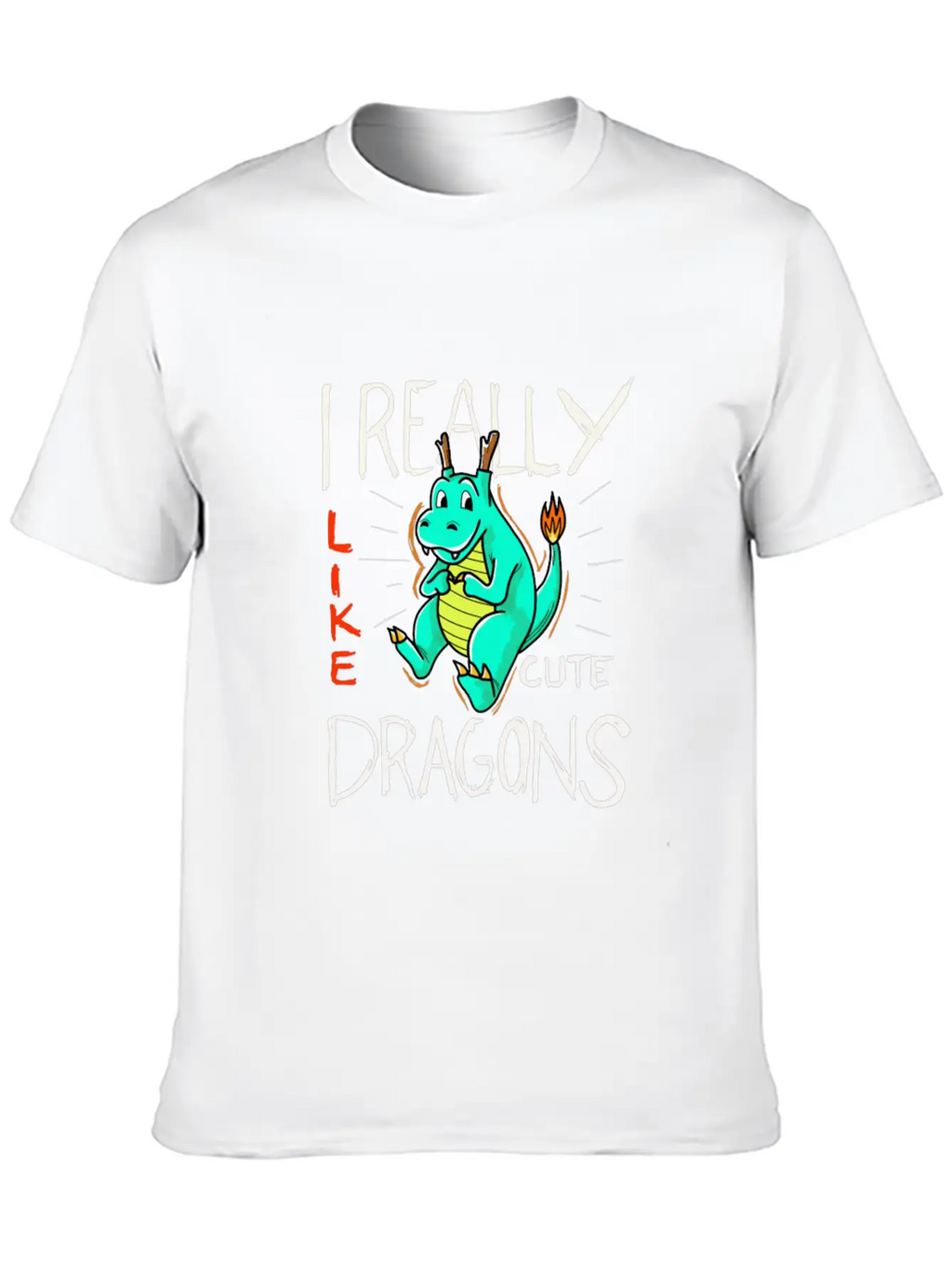 Cute Dragon With Flame Stylish Everyday T-Shirt – Unisex Basic Cotton Tee