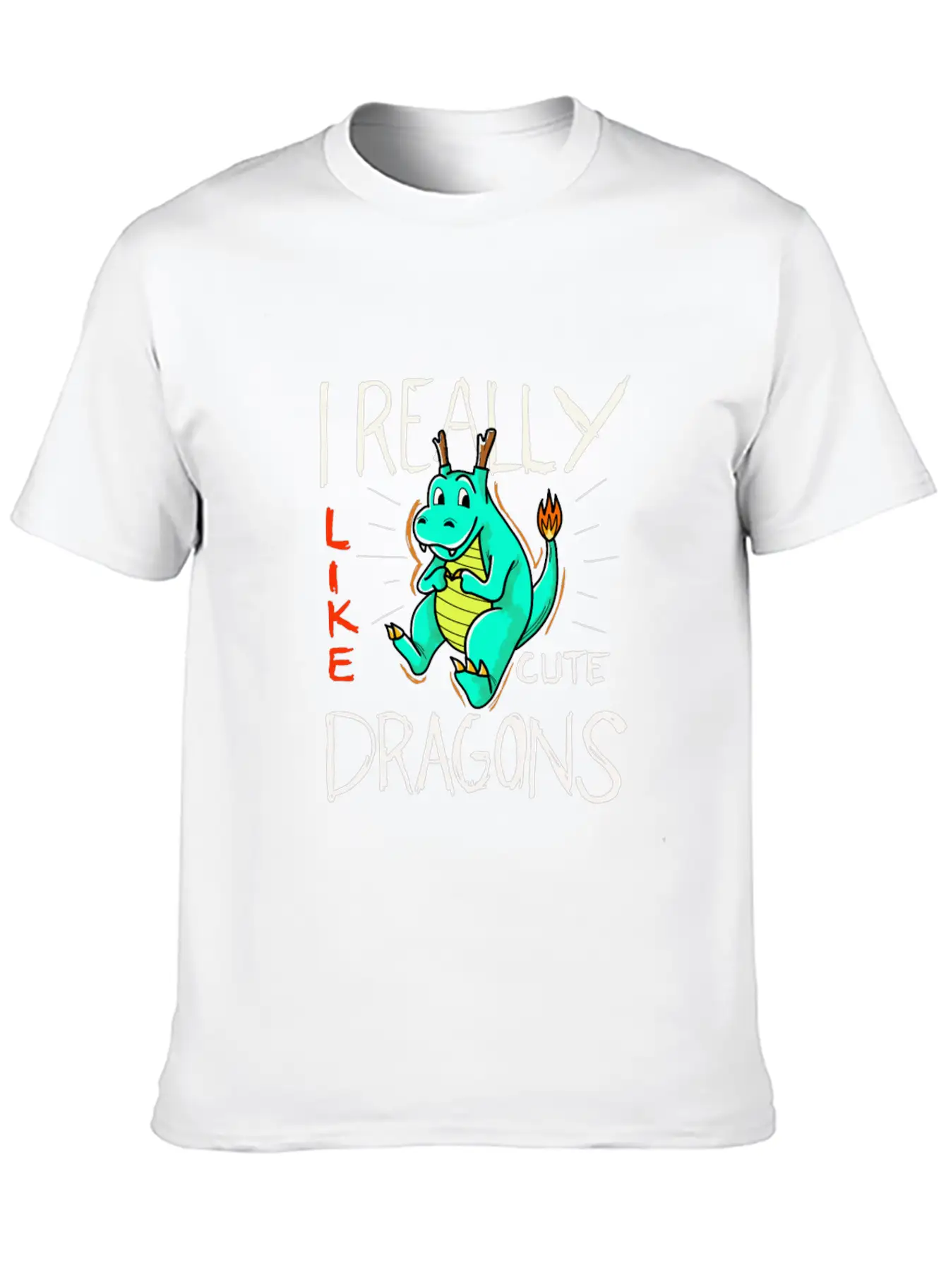 Cute Dragon With Flame Stylish Everyday T-Shirt – Unisex Basic Cotton Tee
