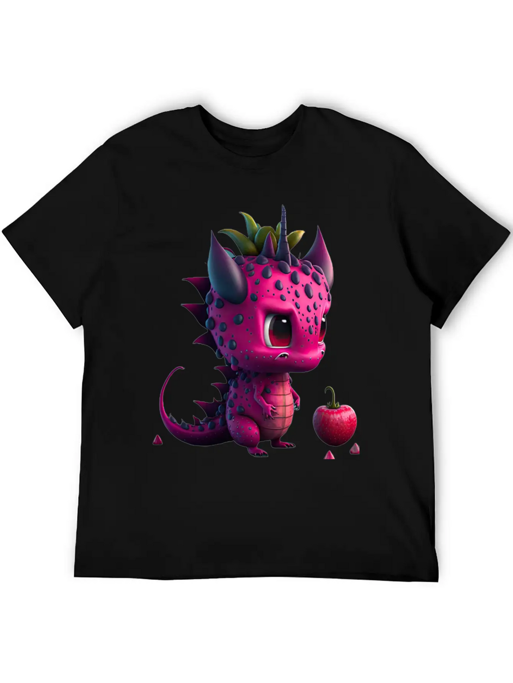 Cute Dragonfruit Cartoon Character Stylish Everyday T-Shirt – Unisex Basic Cotton Tee