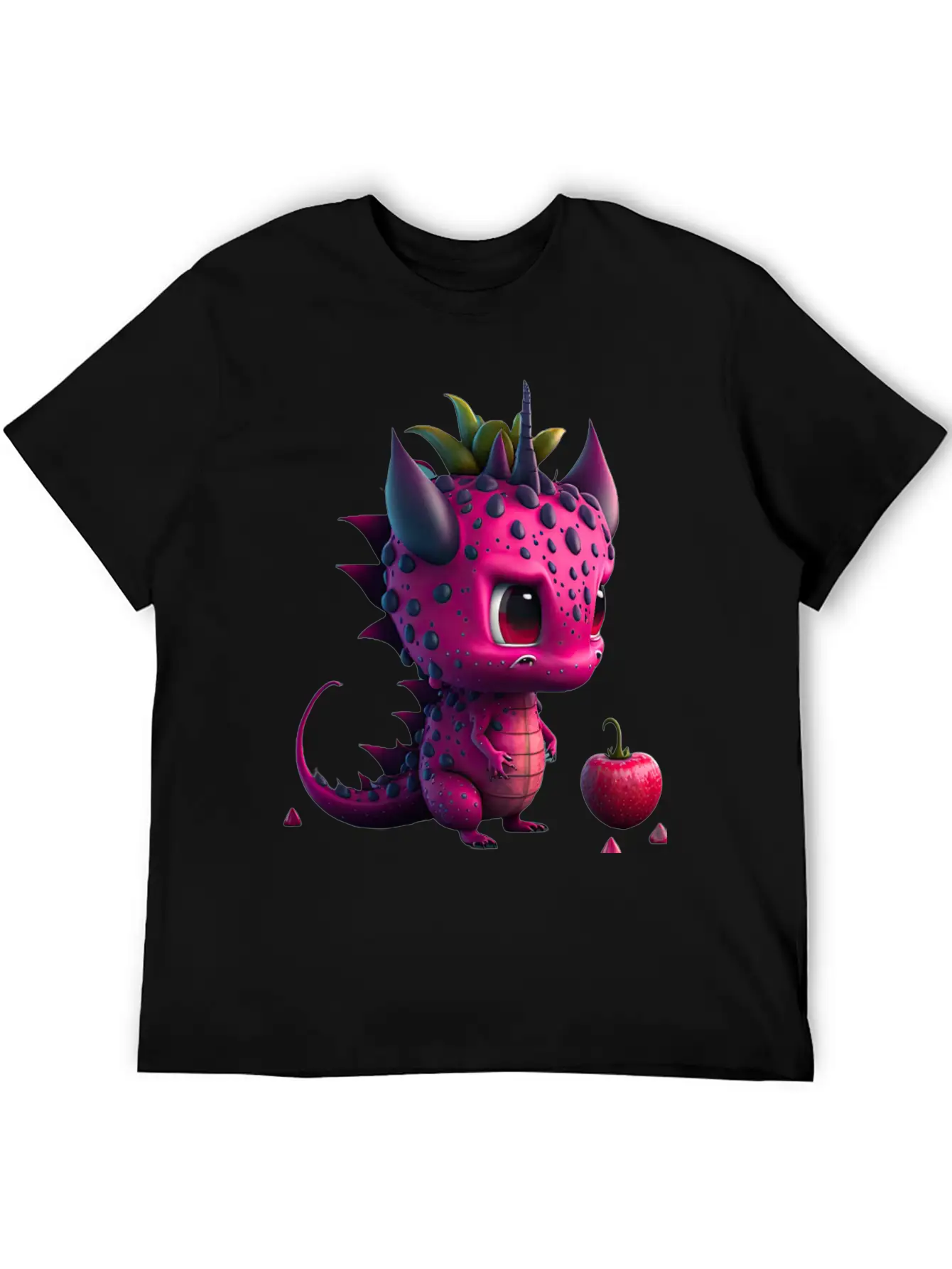 Cute Dragonfruit Cartoon Character Stylish Everyday T-Shirt – Unisex Basic Cotton Tee
