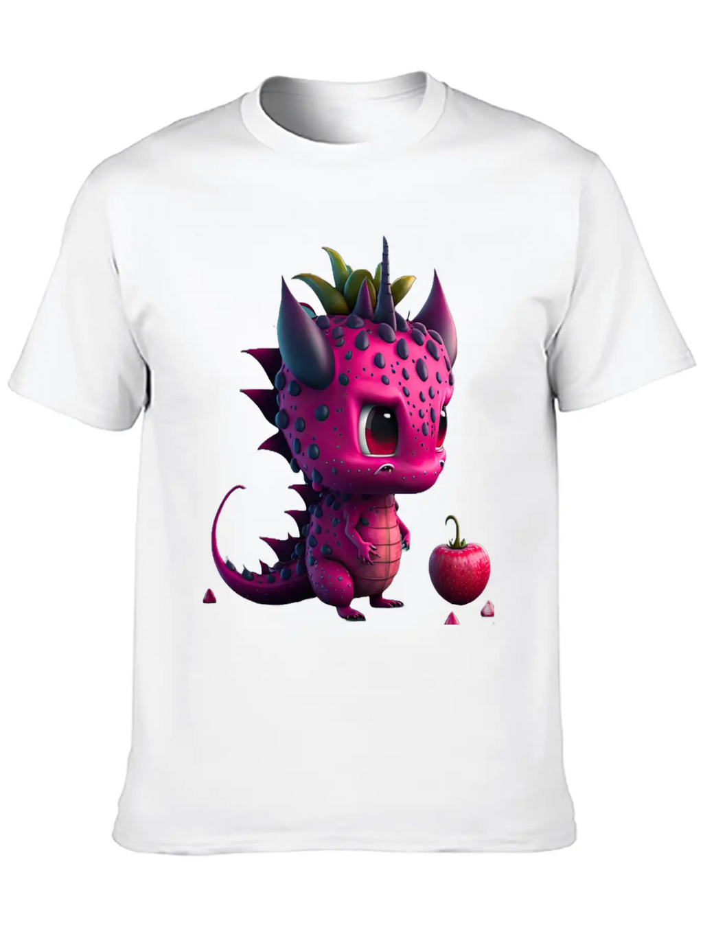 Cute Dragonfruit Cartoon Character Stylish Everyday T-Shirt – Unisex Basic Cotton Tee