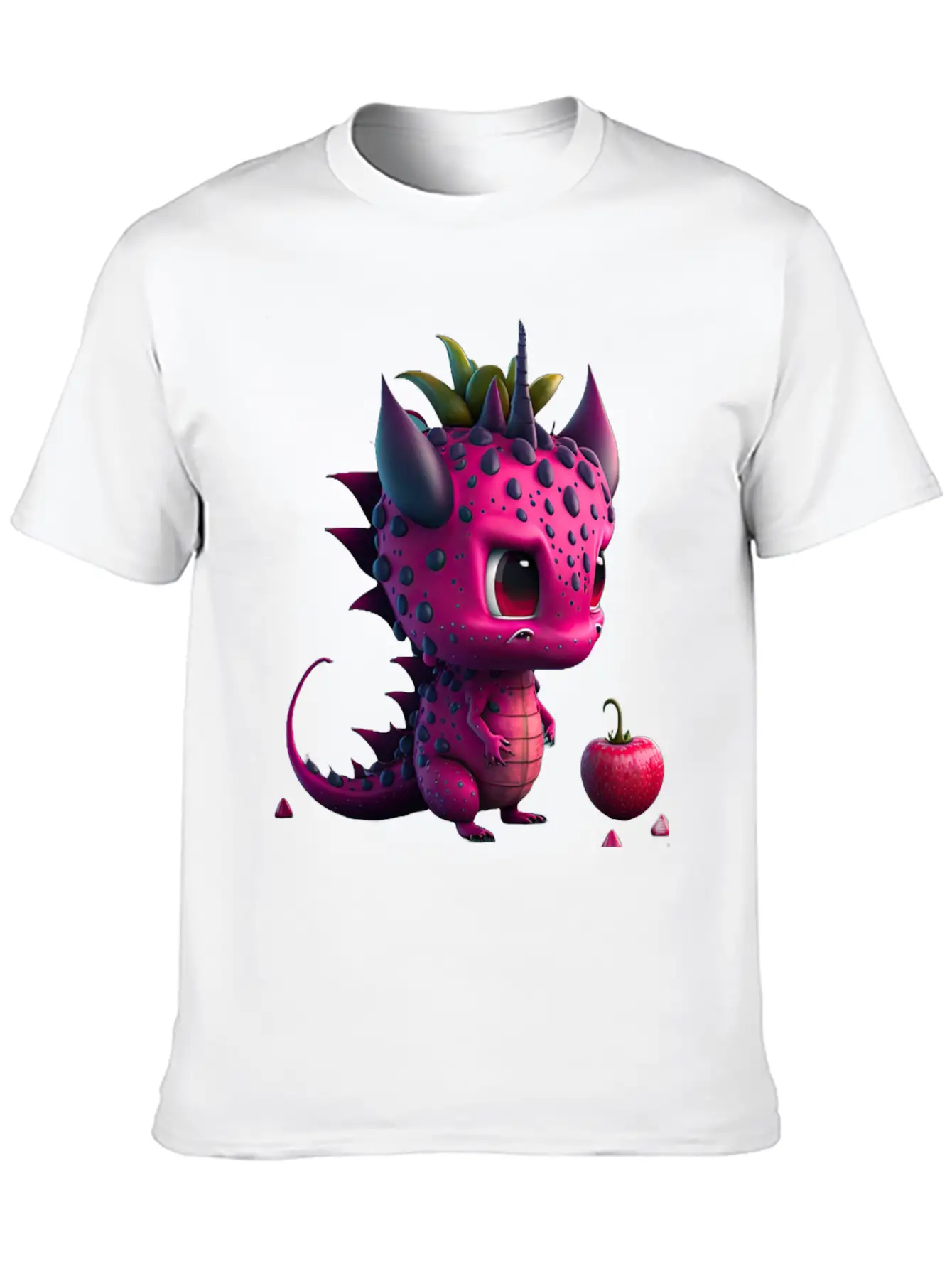 Cute Dragonfruit Cartoon Character Stylish Everyday T-Shirt – Unisex Basic Cotton Tee
