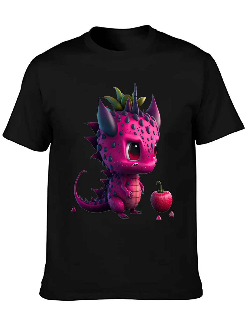 Cute Dragonfruit Cartoon Character Stylish Everyday T-Shirt – Unisex Basic Cotton Tee