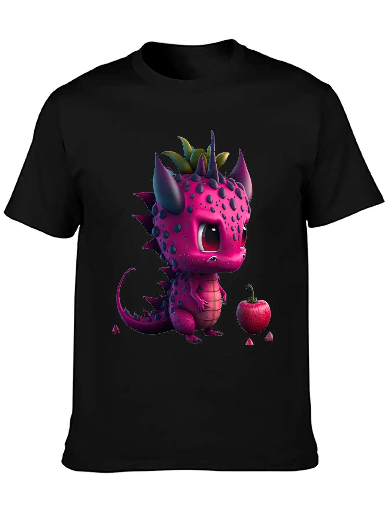 Cute Dragonfruit Cartoon Character Stylish Everyday T-Shirt – Unisex Basic Cotton Tee