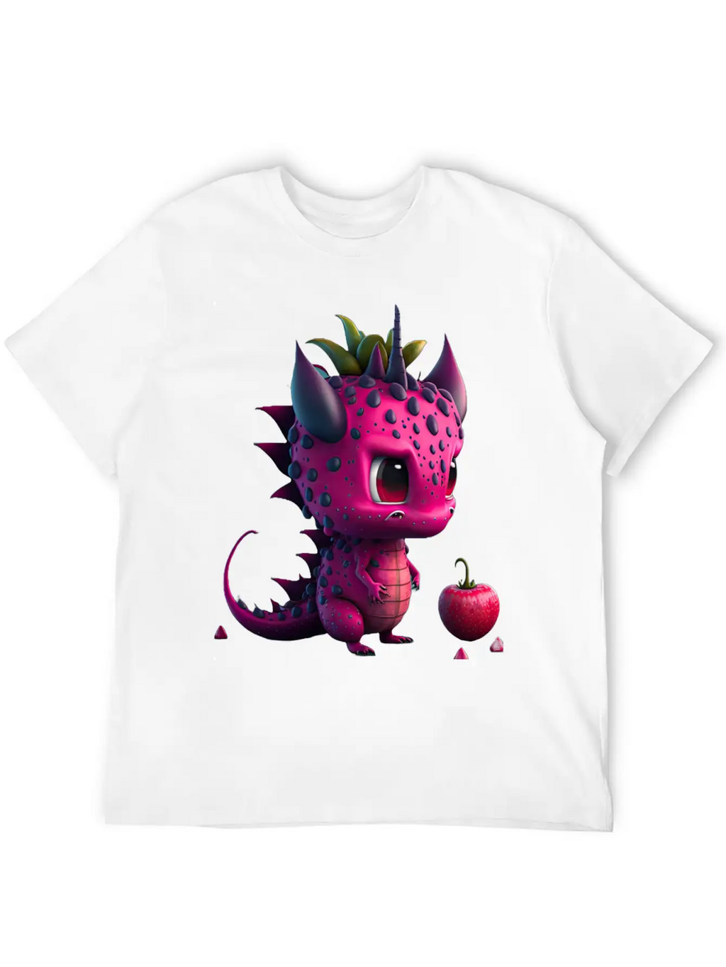 Cute Dragonfruit Cartoon Character Stylish Everyday T-Shirt – Unisex Basic Cotton Tee
