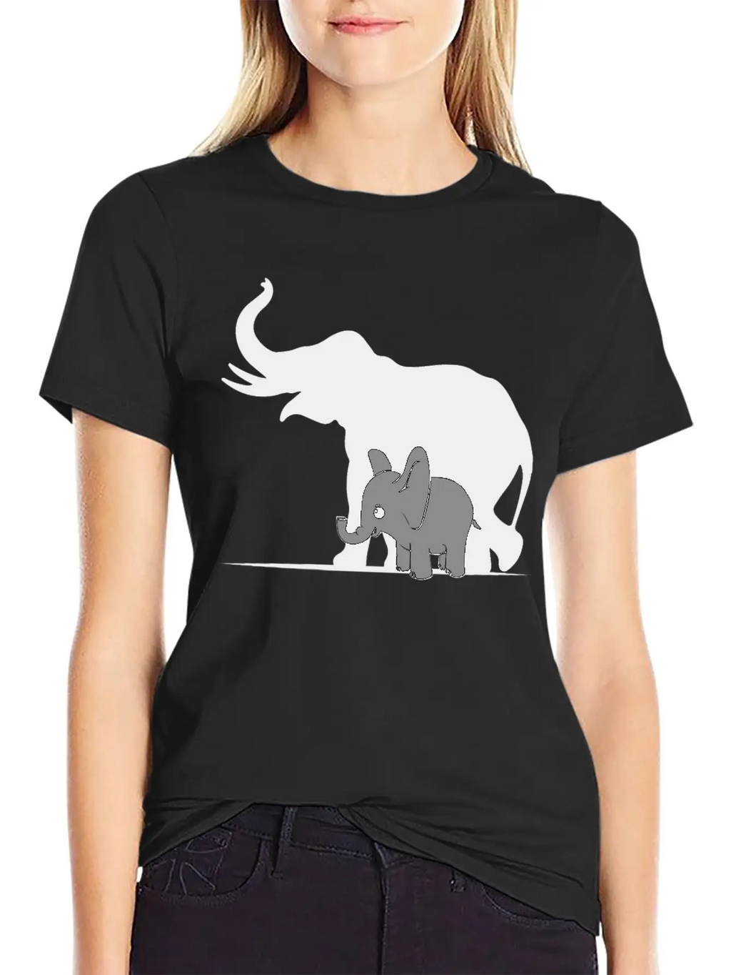 Cute Elephant Shadow Animal Kids Gift Breathable Graphic T-Shirt – Perfect For Casual Days