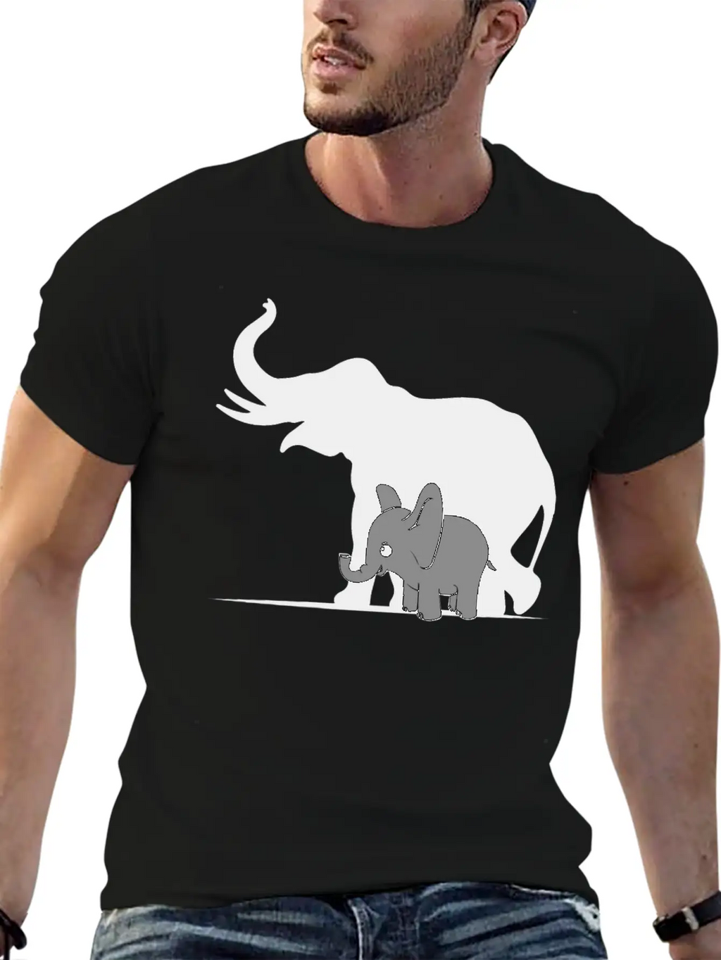 Cute Elephant Shadow Animal Kids Gift Breathable Graphic T-Shirt – Perfect For Casual Days