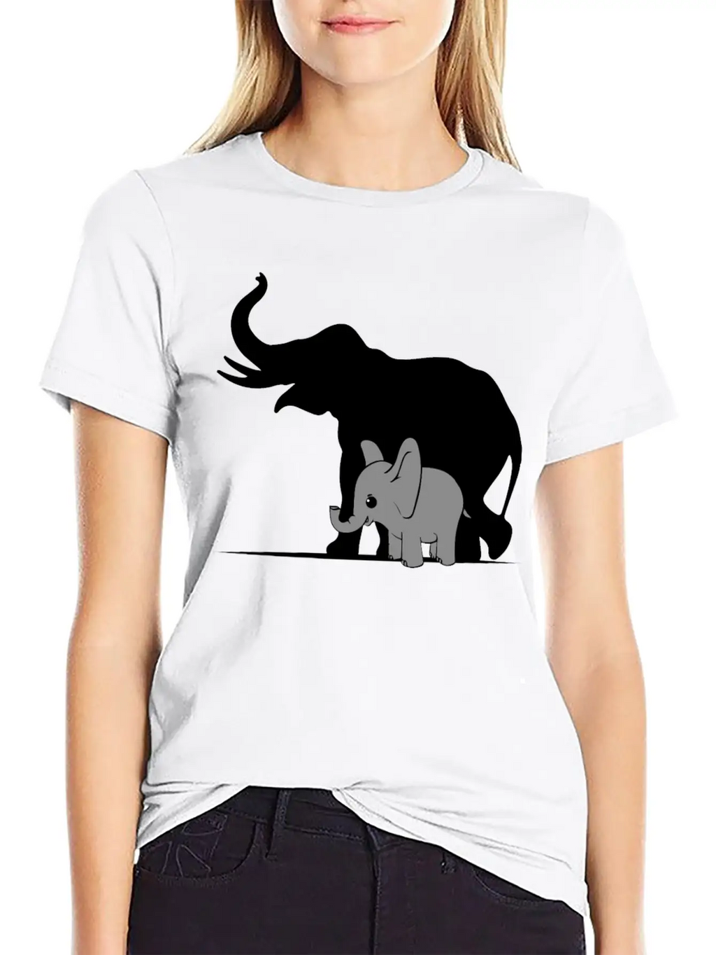Cute Elephant Shadow Animal Kids Gift Breathable Graphic T-Shirt – Perfect For Casual Days