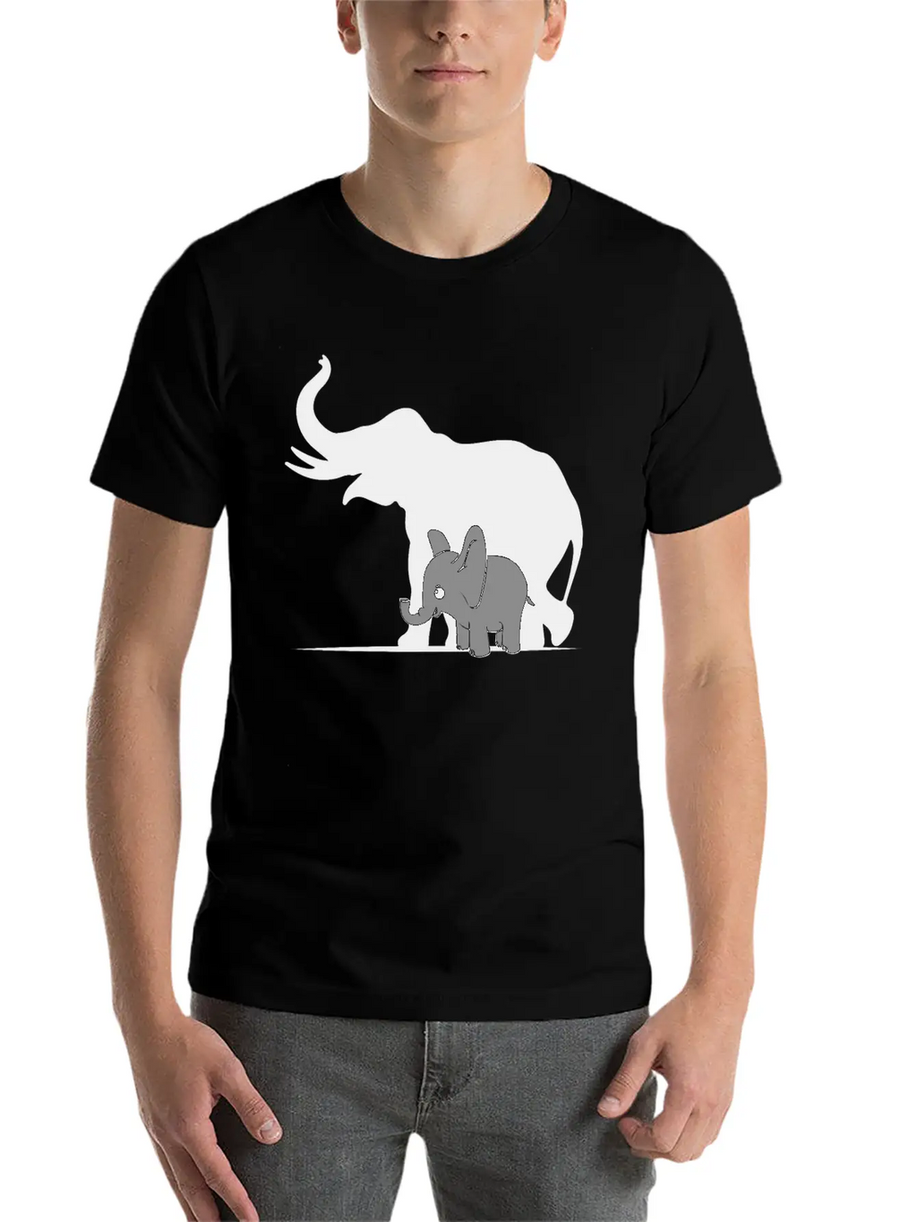 Cute Elephant Shadow Animal Kids Gift Breathable Graphic T-Shirt – Perfect For Casual Days