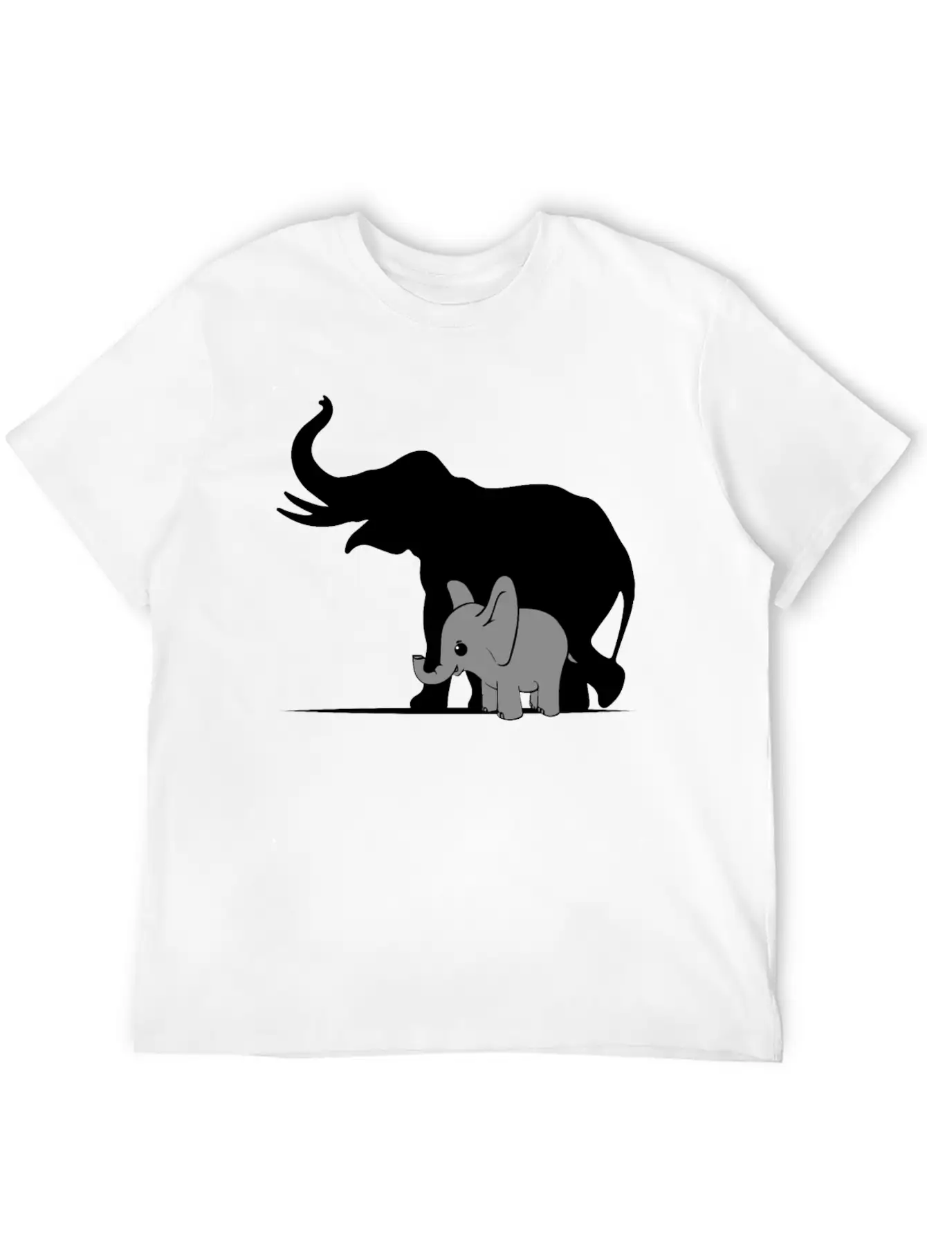 Cute Elephant Shadow Animal Kids Gift Breathable Graphic T-Shirt – Perfect For Casual Days