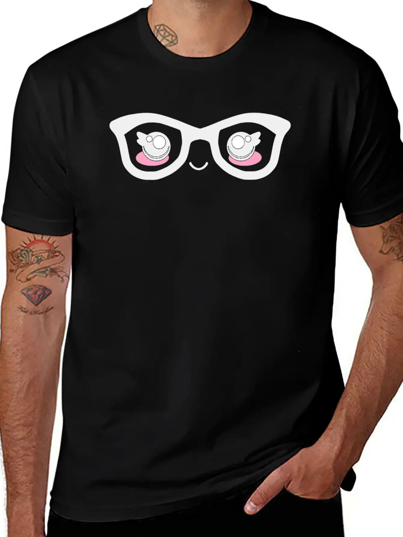 Cute Funny Kawaii Facial Expression With Glasses Breathable Graphic T-Shirt – Perfect For Casual Days