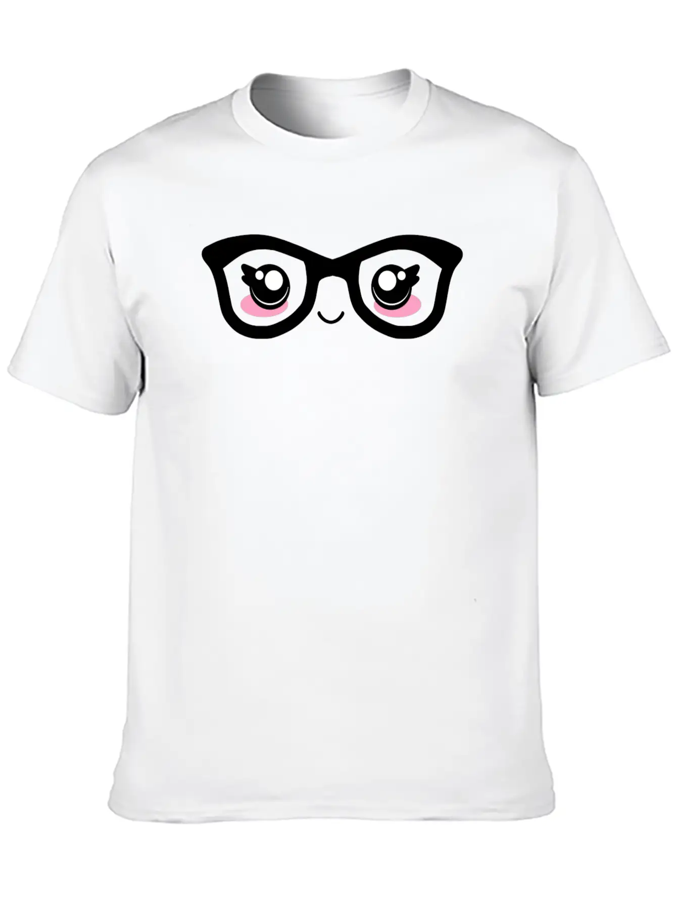Cute Funny Kawaii Facial Expression With Glasses Breathable Graphic T-Shirt – Perfect For Casual Days