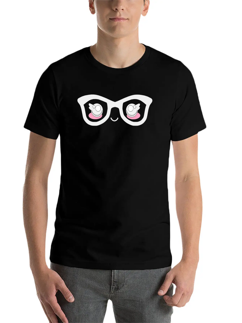 Cute Funny Kawaii Facial Expression With Glasses Breathable Graphic T-Shirt – Perfect For Casual Days