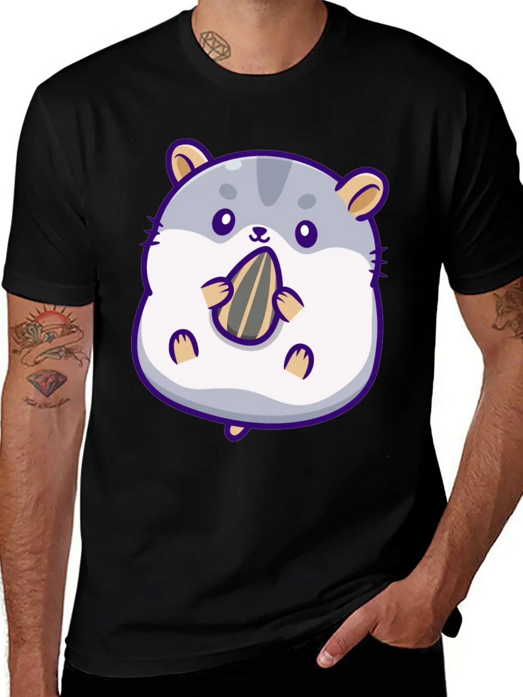 Cute Hamster Eating Seed Timeless Short Sleeve Tee – Comfy And Minimalist Design