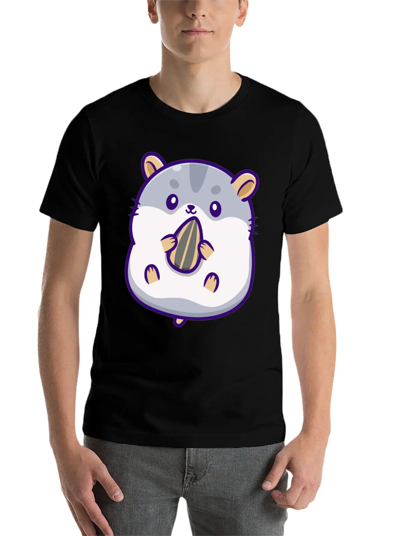 Cute Hamster Eating Seed Timeless Short Sleeve Tee – Comfy And Minimalist Design
