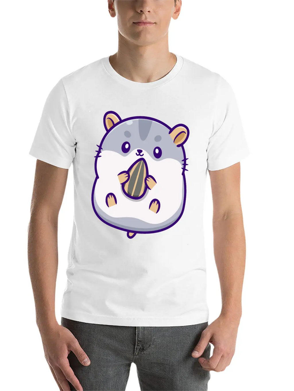 Cute Hamster Eating Seed Timeless Short Sleeve Tee – Comfy And Minimalist Design