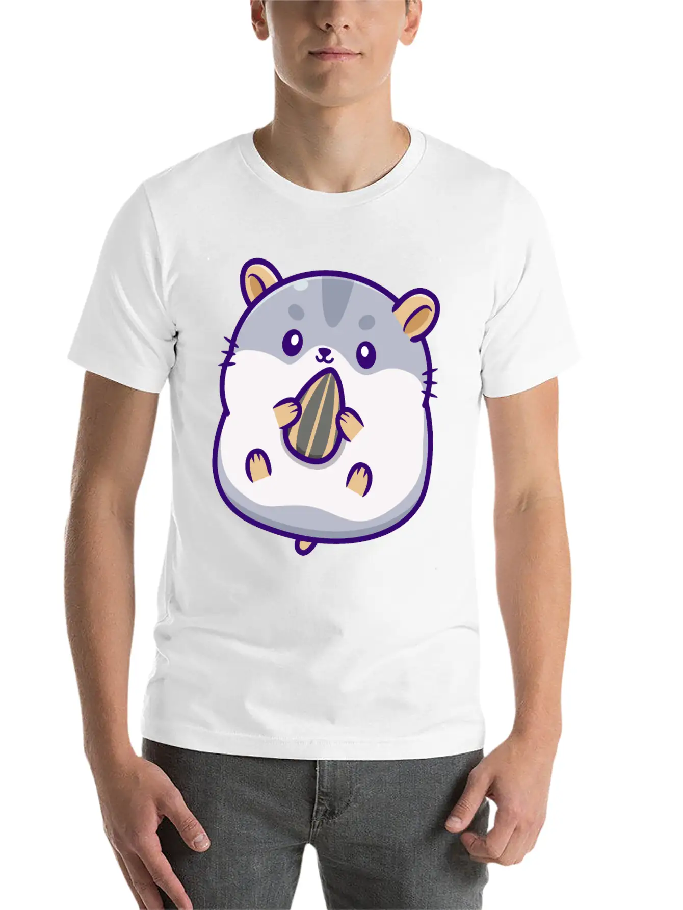 Cute Hamster Eating Seed Timeless Short Sleeve Tee – Comfy And Minimalist Design