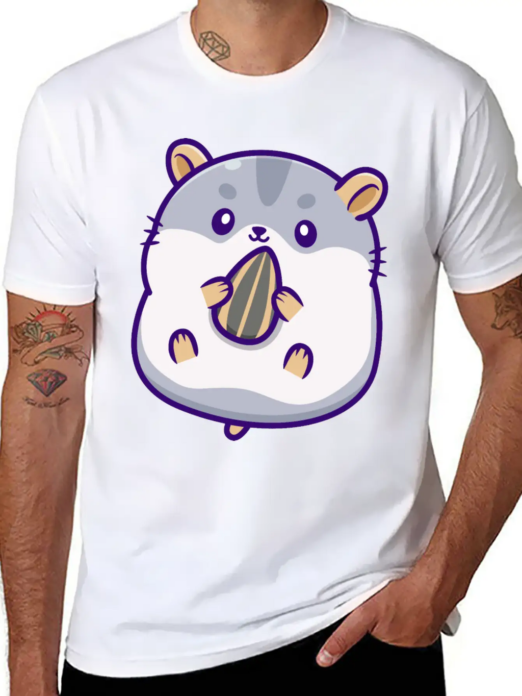 Cute Hamster Eating Seed Timeless Short Sleeve Tee – Comfy And Minimalist Design