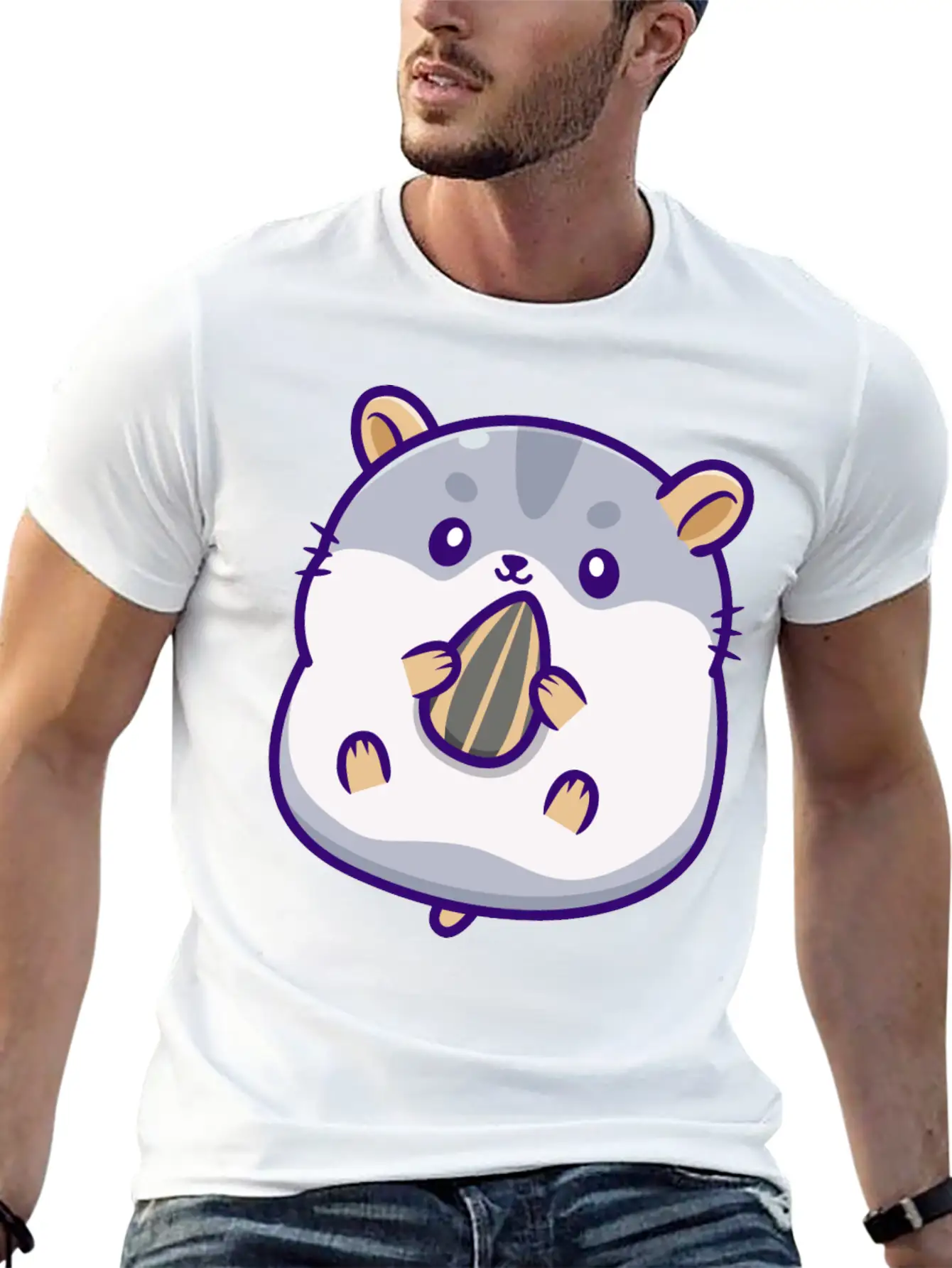 Cute Hamster Eating Seed Timeless Short Sleeve Tee – Comfy And Minimalist Design