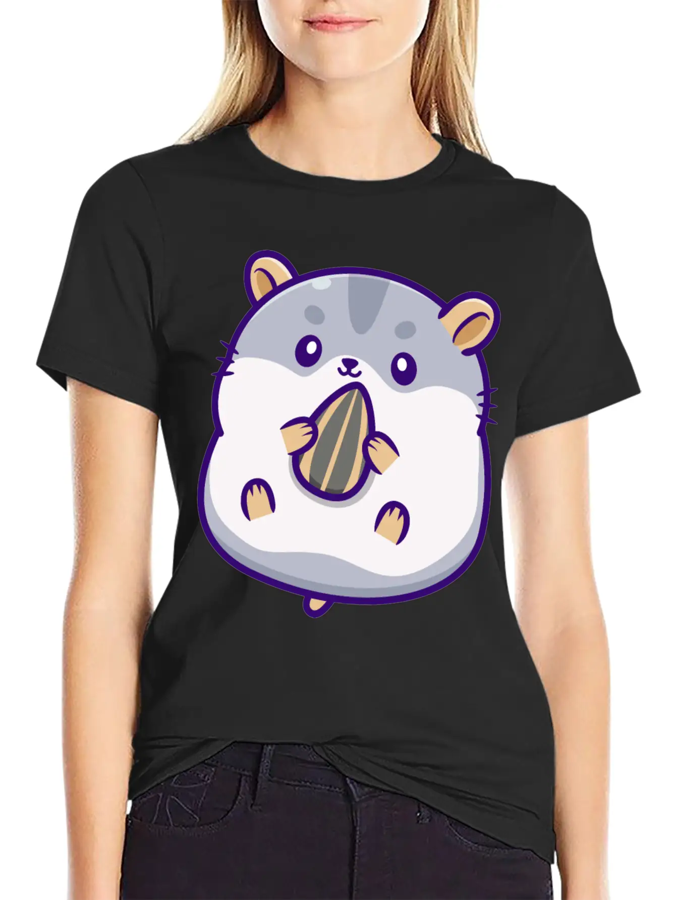Cute Hamster Eating Seed Timeless Short Sleeve Tee – Comfy And Minimalist Design