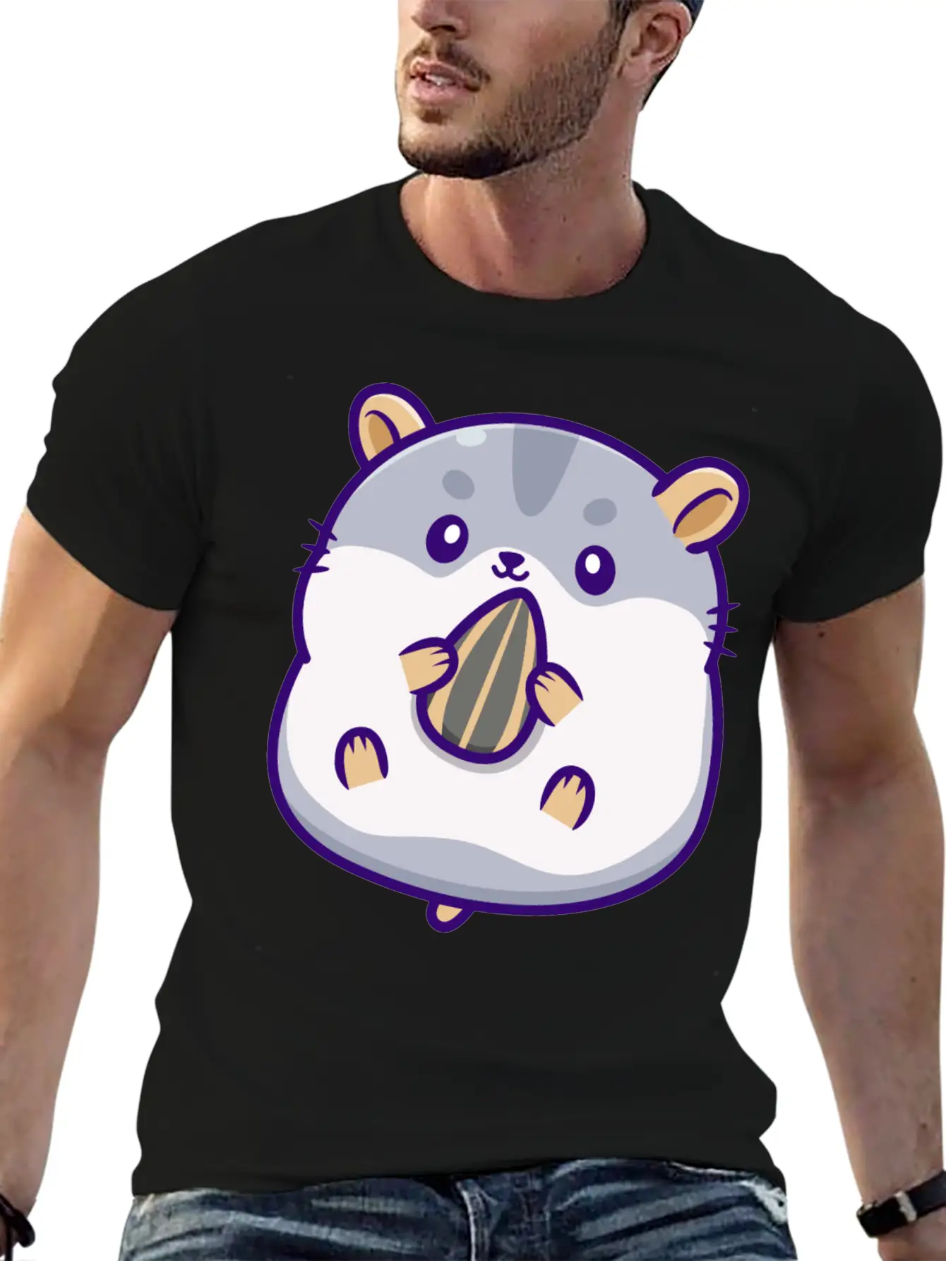 Cute Hamster Eating Seed Timeless Short Sleeve Tee – Comfy And Minimalist Design