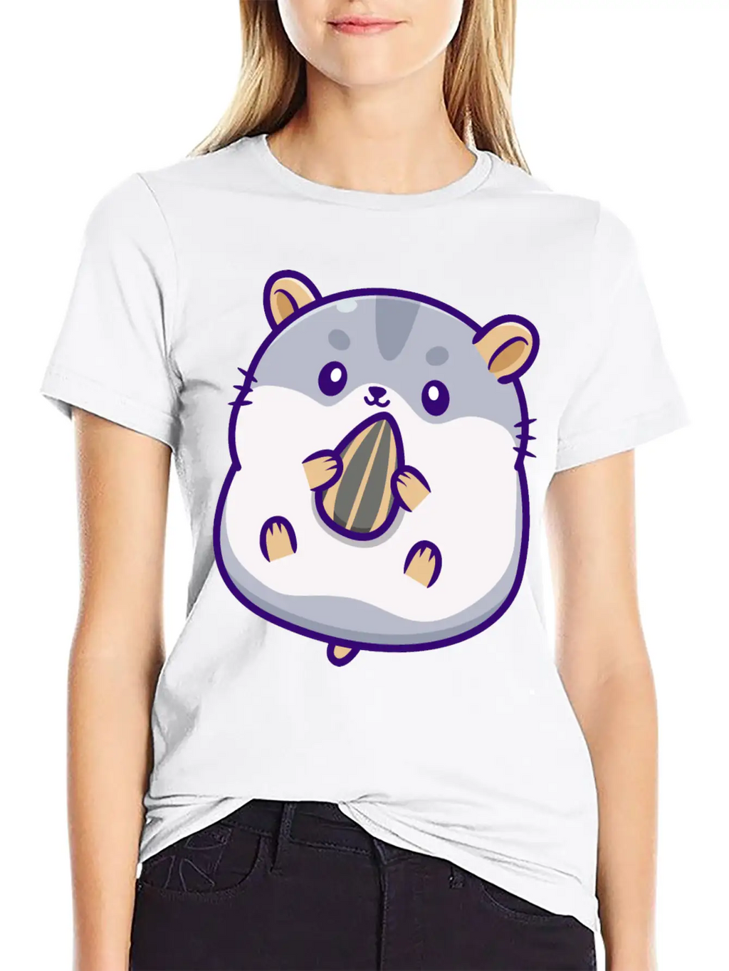 Cute Hamster Eating Seed Timeless Short Sleeve Tee – Comfy And Minimalist Design
