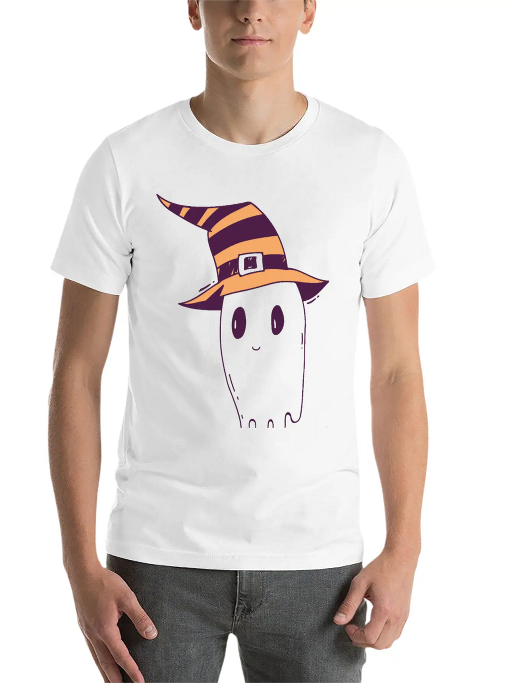 Cute Hand Drawn Halloween Ghost Illustration Timeless Short Sleeve Tee – Comfy And Minimalist Design