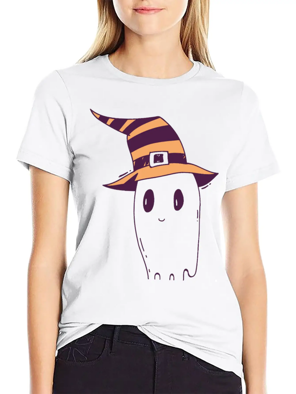 Cute Hand Drawn Halloween Ghost Illustration Timeless Short Sleeve Tee – Comfy And Minimalist Design