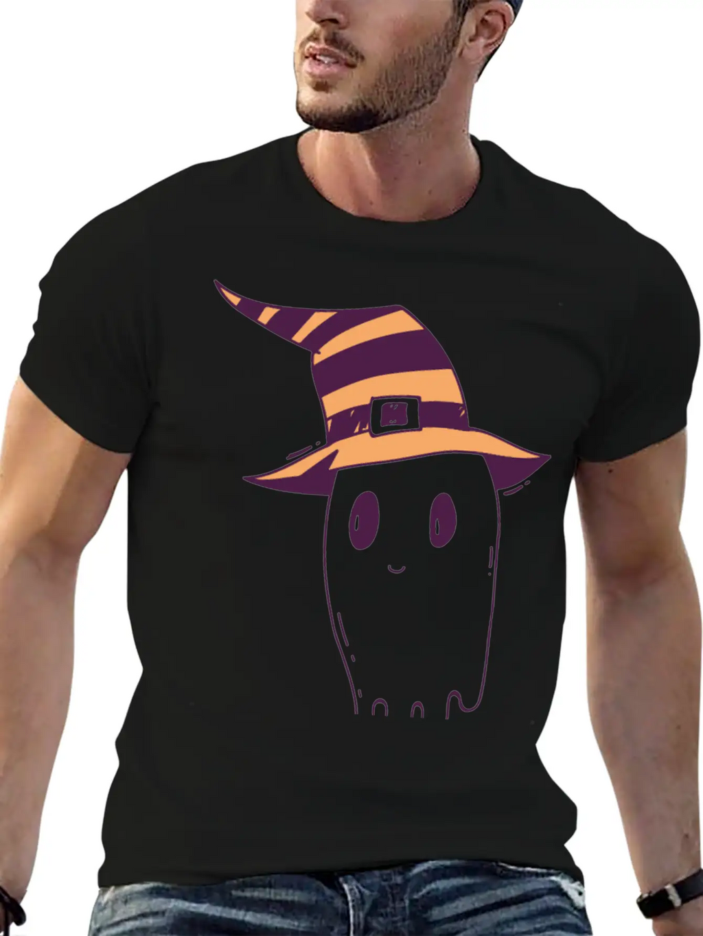 Cute Hand Drawn Halloween Ghost Illustration Timeless Short Sleeve Tee – Comfy And Minimalist Design