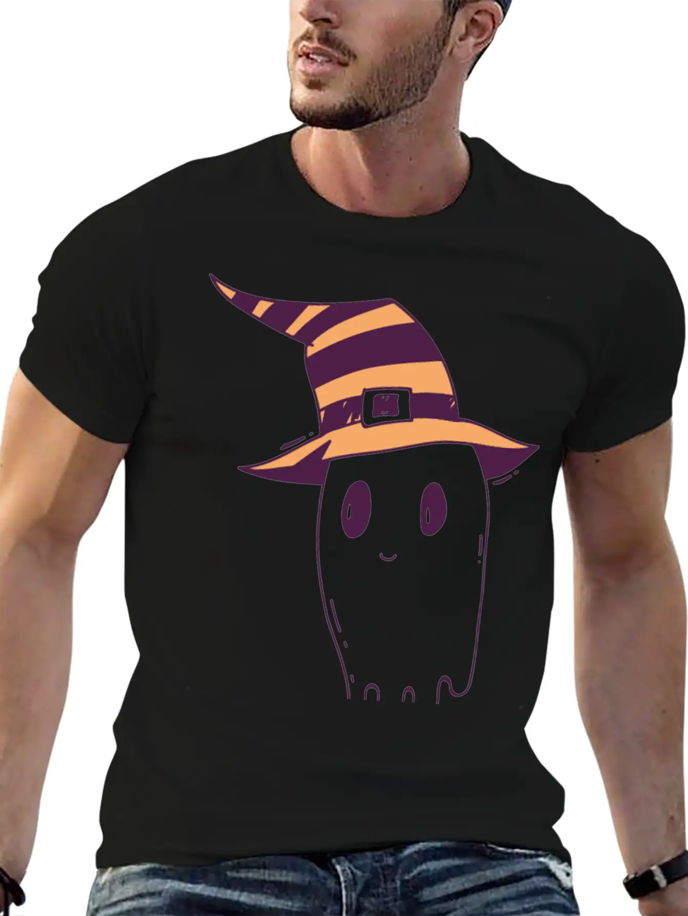 Cute Hand Drawn Halloween Ghost Illustration Timeless Short Sleeve Tee – Comfy And Minimalist Design