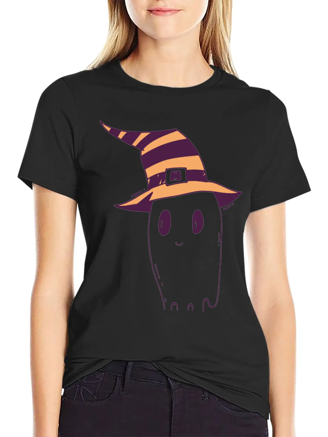 Cute Hand Drawn Halloween Ghost Illustration Timeless Short Sleeve Tee – Comfy And Minimalist Design