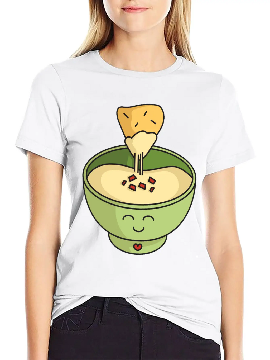 Cute Kawaii Queso Bowl With Cheesy Chip Relaxed Everyday Tee – Lightweight And Durable Cotton