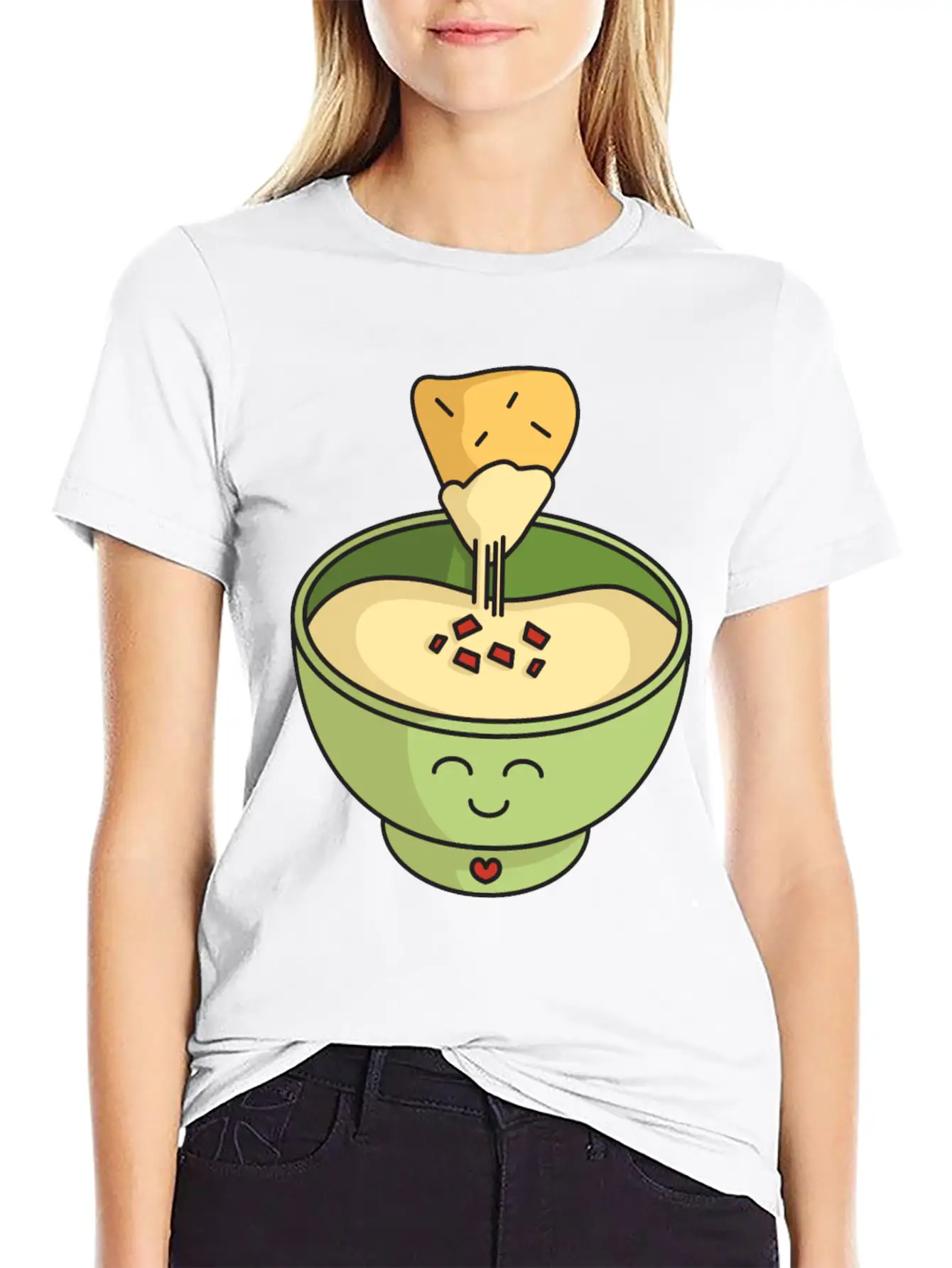Cute Kawaii Queso Bowl With Cheesy Chip Relaxed Everyday Tee – Lightweight And Durable Cotton