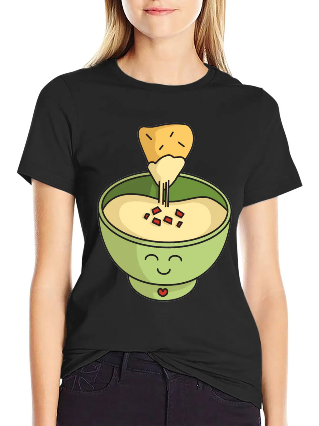 Cute Kawaii Queso Bowl With Cheesy Chip Relaxed Everyday Tee – Lightweight And Durable Cotton