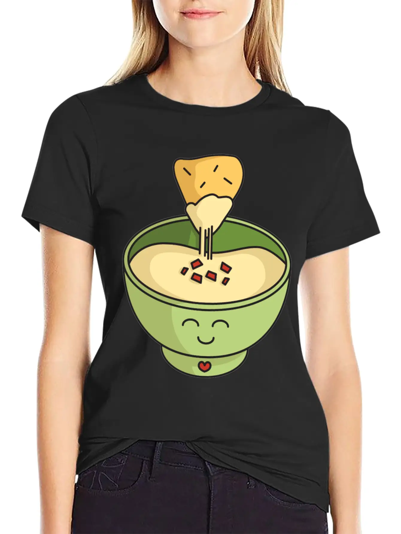 Cute Kawaii Queso Bowl With Cheesy Chip Relaxed Everyday Tee – Lightweight And Durable Cotton