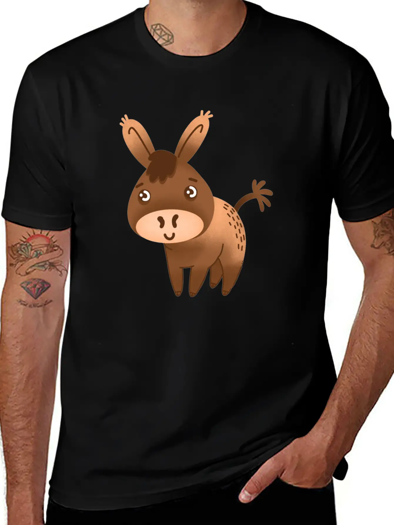 Cute Little Hand Drawn Donkey With A Cute Face Breathable Graphic T-Shirt – Perfect For Casual Days