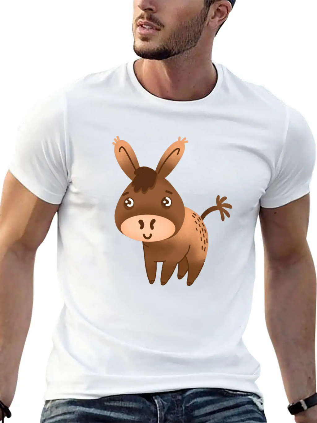 Cute Little Hand Drawn Donkey With A Cute Face Breathable Graphic T-Shirt – Perfect For Casual Days